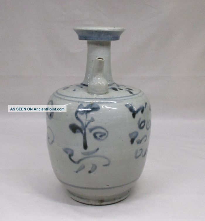 E873: Korean Joseon - Dynasty Style Blue - And - White Porcelain Water Pot Korea photo