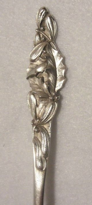 Sterling Silver Mechanics December Holly Handle Birth Spoon photo