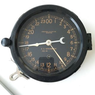 Vintage Chelsea Military Ships Clock 24 Hr Dial Face Us Govt Key photo