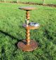 Carved Wood 2 Tier Barley Twist Pedestal Table Plant Stand Ashtray 1900-1950 photo 1