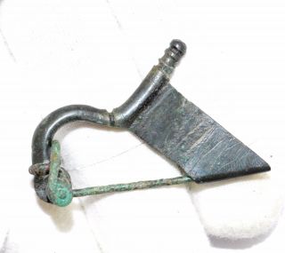 Ancient Roman Bronze Knee Type Brooch/fibula - Ancient Artifact - A681 photo