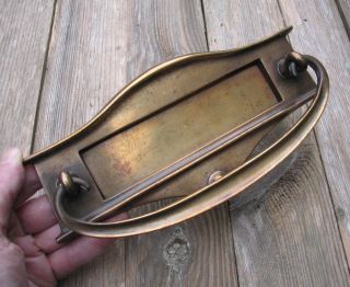 Old Reclaimed Classic Letter Box Plate / Door Mail Slot With Knocker From 1930s photo