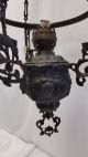 Antique Victorian Cast Iron Hanging Oil Lamp,  Chandelier,  Double Wick,  Glass Font Lamps photo 4