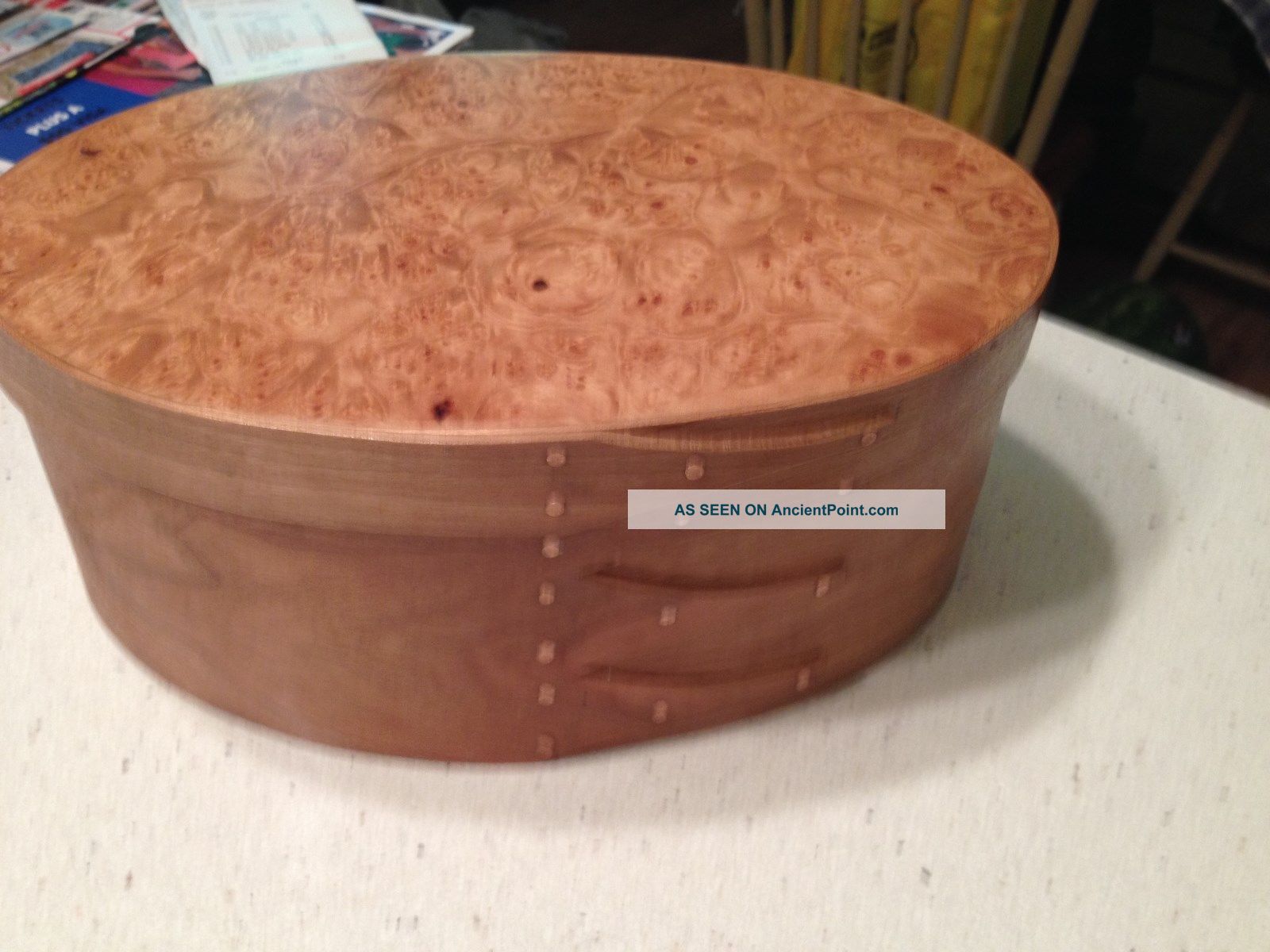 Cherry And Maple Burl Shaker Oval Box Size 5 Boxes photo