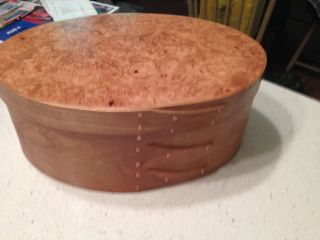 Cherry And Maple Burl Shaker Oval Box Size 5 photo