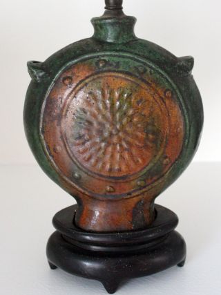 Stunning Antique Art Pottery Canteen/great Color & Glaze/early1900s photo