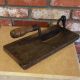 Antique Herb Tobacco Cheese Chopper Cutter Wood Base Hinged Cleaver Patina Tool Primitives photo 1