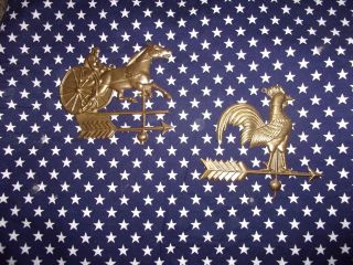 2 Tin Weather Vane For Shelf Accents Or Crafting/horse Race Rooster Primitive photo
