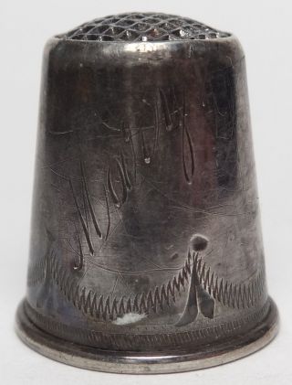 Vintage Scandinavian.  826 Silver Thimble “mary” Hand Engraved Swag Design photo