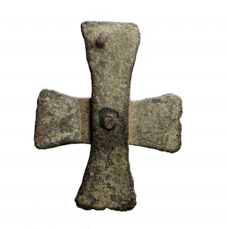 P28: Very Rare Viking Era Bronze Cross Pendant 11th.  C Ad Religious Artefact photo