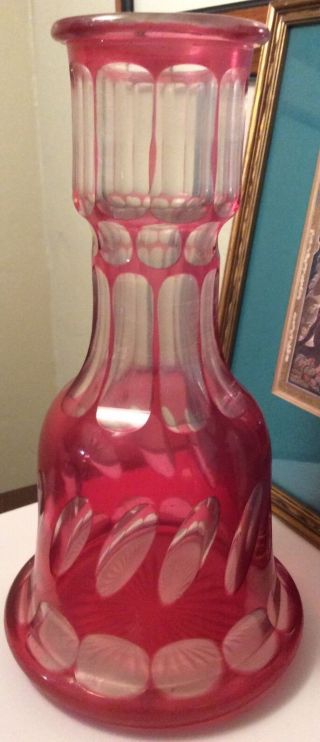 Antique Ruby Cranberry Bohemian Glass Hookah Bottle Persian Market Qajar Period photo