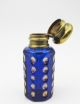 Antique Miniature Cobalt Blue Cut Glass & Brass Perfume Bottle Perfume Bottles photo 3