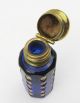 Antique Miniature Cobalt Blue Cut Glass & Brass Perfume Bottle Perfume Bottles photo 4