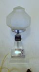 Fabulous French Art Deco Modernist Chrome And Glass Lamp / Lampe Art Deco photo 2