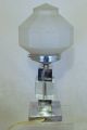 Fabulous French Art Deco Modernist Chrome And Glass Lamp / Lampe Art Deco photo 4