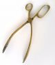Vintage Solid Brass Rustic Scissor Style Coal Tongs Fireplace Tools Hearth Ware photo 1