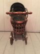 Vintage Baby Doll Pram Carriage Stroller Wicker And Canvas Wood Wheels Baby Carriages & Buggies photo 5