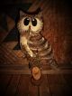 Primitive11x6in Country Owl Bobbin - - Winter Rusty Doll Primitives photo 1
