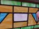 Antique Vintage Stained Leaded Glass Window Transom Slag Salvage Art Deco Balt 1900-1940 photo 7