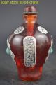China Collectible Decor Old Amber Resin Inlay Flower Snuff Bottle Snuff Bottles photo 4