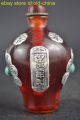 China Collectible Decor Old Amber Resin Inlay Flower Snuff Bottle Snuff Bottles photo 5