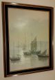 Young Woo.  Chinese Fishing Port Scene Very Large Oil On Canvas Painting Paintings & Scrolls photo 1