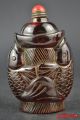 Collectible China Handwork Old Horn Carving Double Fish Theme Snuff Bottle Noble Snuff Bottles photo 2