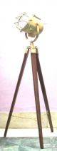 Antique Designer Spotlight Floor Lamp With Brown Wooden Tripod Stand Replica Compasses photo 2