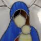 Vtg Leaded Stained Glass Window Mary Holding Baby Jesus Oval 1940-Now photo 3