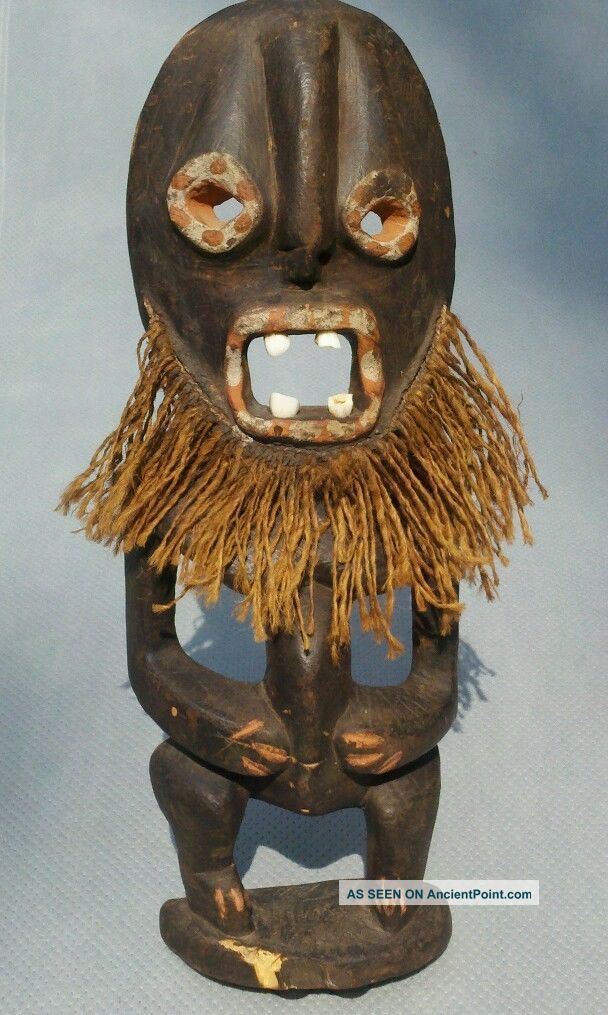 Vintage Hand Carved Wood Voodoo / Witch Doctor Tribal Figurine Carved Figures photo