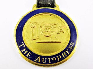 Antique The Autopress Co.  York Printing Advertising Enamel Watch Fob photo