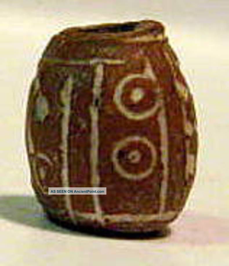 Pre - Columbian Brown Linear Design Bead.  Guaranteed Authentic. The Americas photo