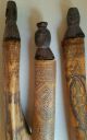 3 Tribal Betel Nut Habit Lime Containers Hand Etched Bone Wood Kalimantan A3 Pacific Islands & Oceania photo 1