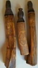 3 Tribal Betel Nut Habit Lime Containers Hand Etched Bone Wood Kalimantan A3 Pacific Islands & Oceania photo 2