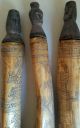 3 Tribal Betel Nut Habit Lime Containers Hand Etched Bone Wood Kalimantan A2 Pacific Islands & Oceania photo 1