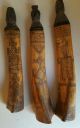 3 Tribal Betel Nut Habit Lime Containers Hand Etched Bone Wood Kalimantan A2 Pacific Islands & Oceania photo 2