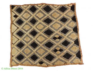 Kuba Square Raffia Handwoven Textile Congo African Art Was $49 photo