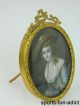 Antique 19th Century Hand Painted Gilt Metal Frame Portrait Of Woman Other Antique Decorative Arts photo 11