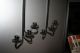 2 Wrought Iron Hanging Candle Holders With 3 Candles In Each Metalware photo 1