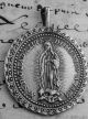 Antique 19th Century Guadalupe Mexico Shrine Pilgrimage Silver Rosary Medal 1.  5 