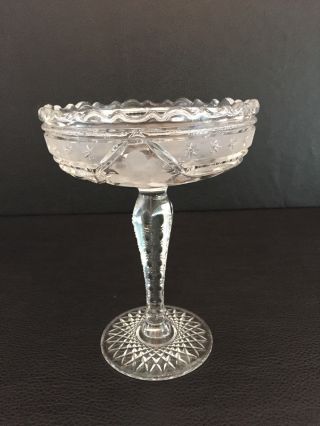 Antique Edwardian Innovation Pressed & Cut Glass Compote By Mckee 1917 photo