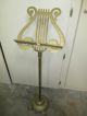 Vintage Ornate Brass Harp Lyre Music Stand Adjustable Height Metalware photo 6
