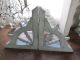 Awesome 2 Old Architectural Corbels Or Brackets Chippy Blue Paint Patina Corbels photo 2