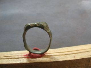 Perfect Patina Ancient Celtic Roman Bronze Engraved Finger Ring 1 - 2 Ct.  Ad. photo