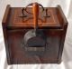 Antique Brass Cast Iron Coal Scuttle Box England Mahogany With Satinwood Inlay Hearth Ware photo 4