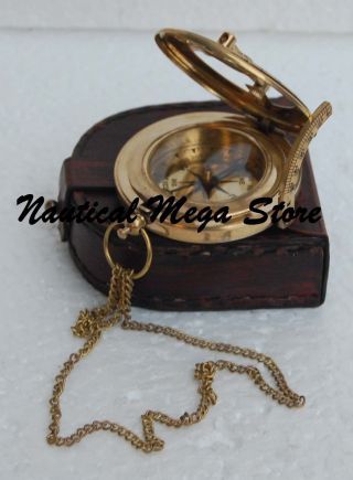 Brass Polish Antique Brass Sundial Compass Vintage Push Nautical Button Decor photo