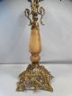 Antique Art Nouveau Floral Onyx & Brass Ormolu Flower Candlestick Old Candelabra Metalware photo 1