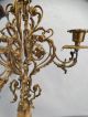 Antique Art Nouveau Floral Onyx & Brass Ormolu Flower Candlestick Old Candelabra Metalware photo 5