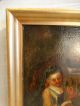 18thc Antique Medieval Lady & Gentleman W Gift Monk Oil On Wood Panel Painting Victorian photo 4