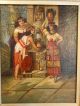 19thc Antique Victorian Era Egyptian Revival Old Outdoor Scene Oil Lady Painting Victorian photo 1